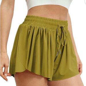 AUTOMET Women’s 2 in 1 Running Shorts Summer Athletic Shorts Skirt Look Size XL